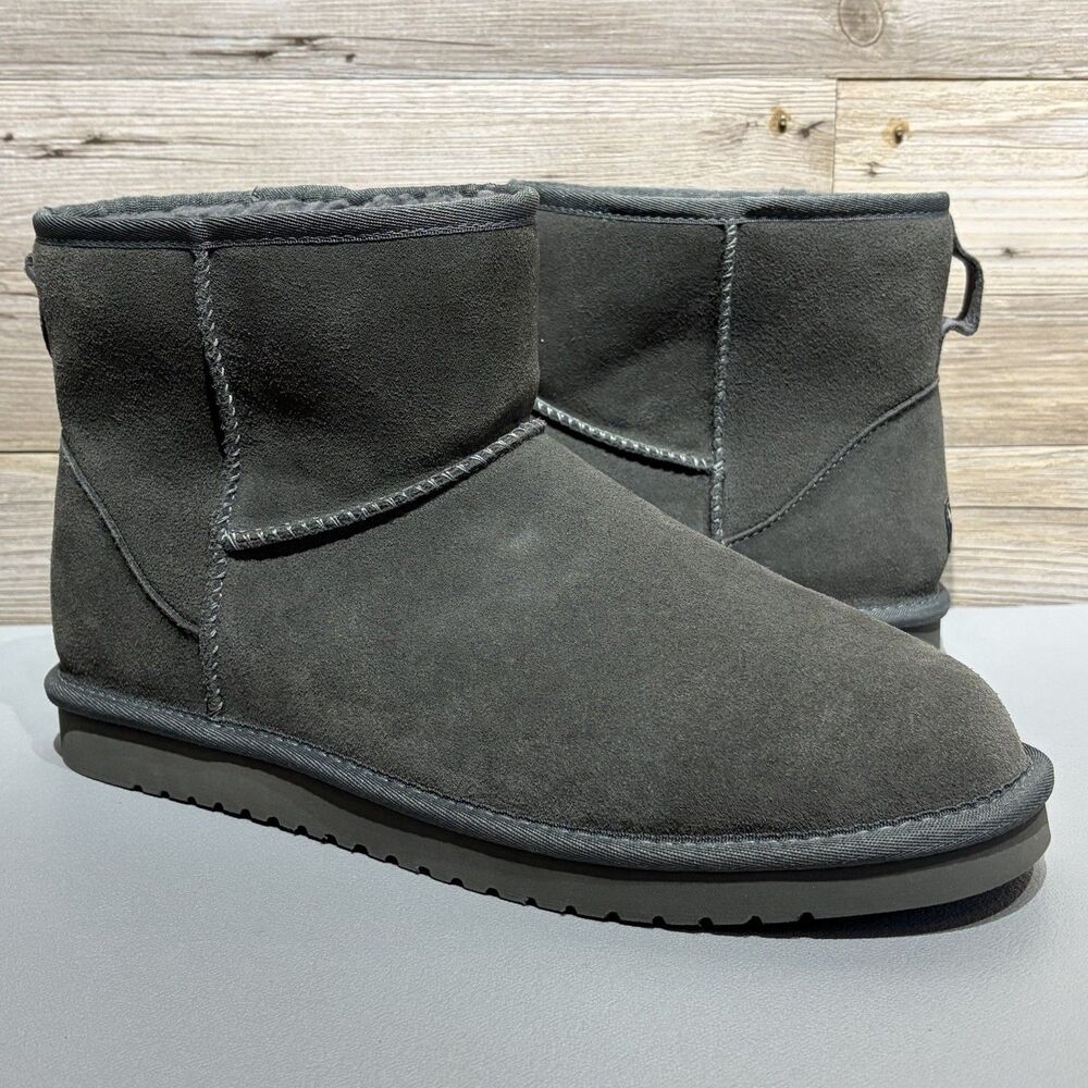 Koolaburra by UGG Burra Mini Boots Men’s 12 Gray Suede Faux Fur Lined Slip-On